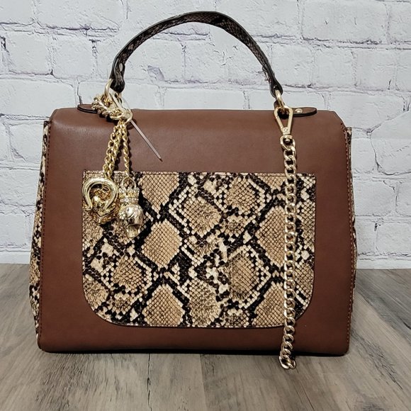 NWT Betsey Johnson Wild West Brown Bling Studs Satchel Crossbody Purse - Picture 8 of 14